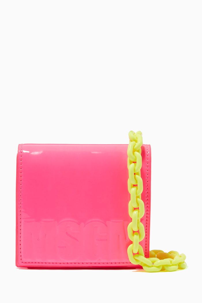 

Logo Shoulder Bag in Patent Faux Leather, Pink