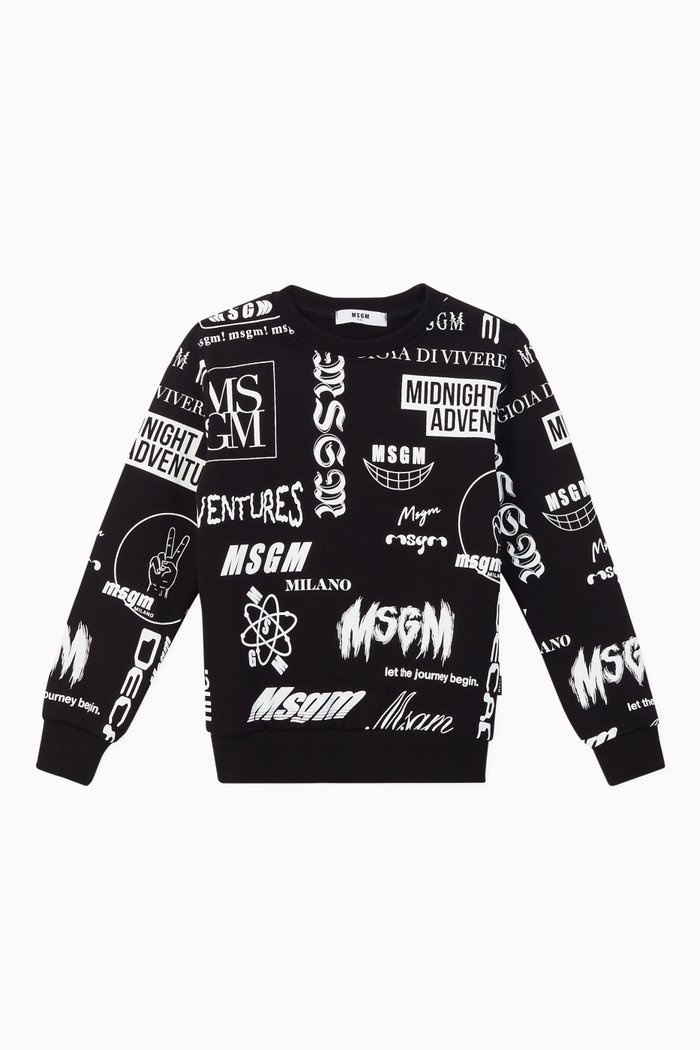 

Graphic Print Cotton Sweatshirt, Black