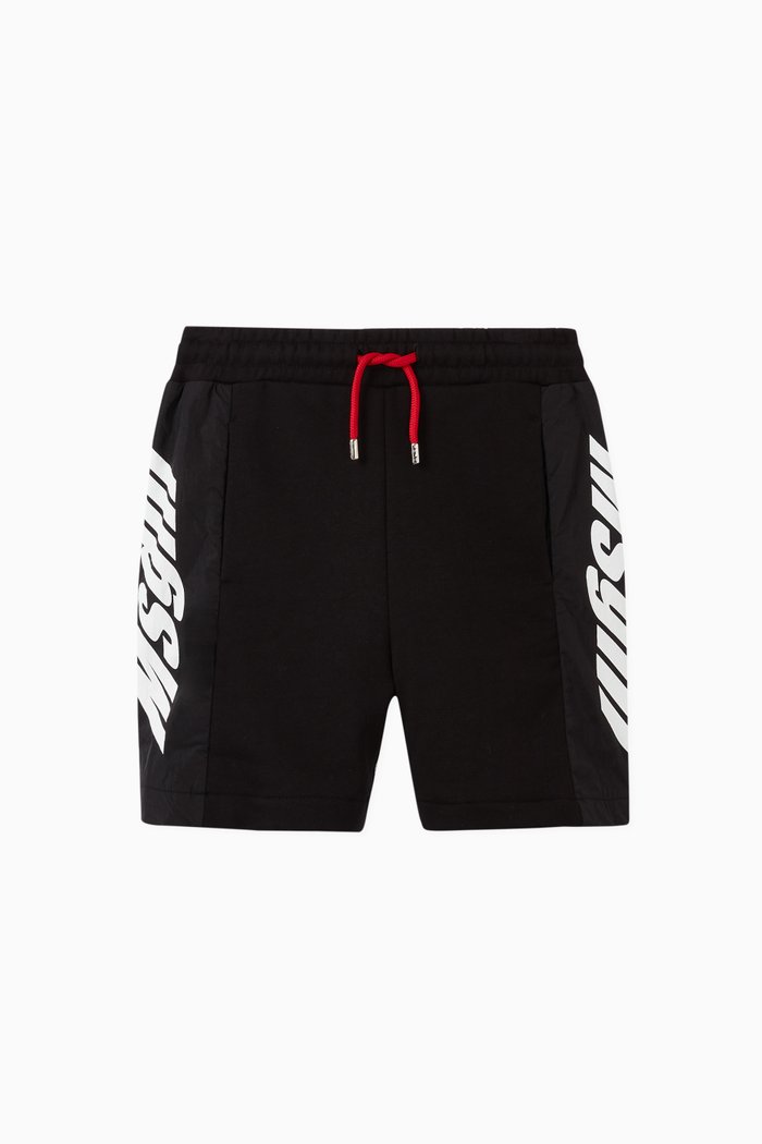 

Logo Tape Drawstring Shorts, Black
