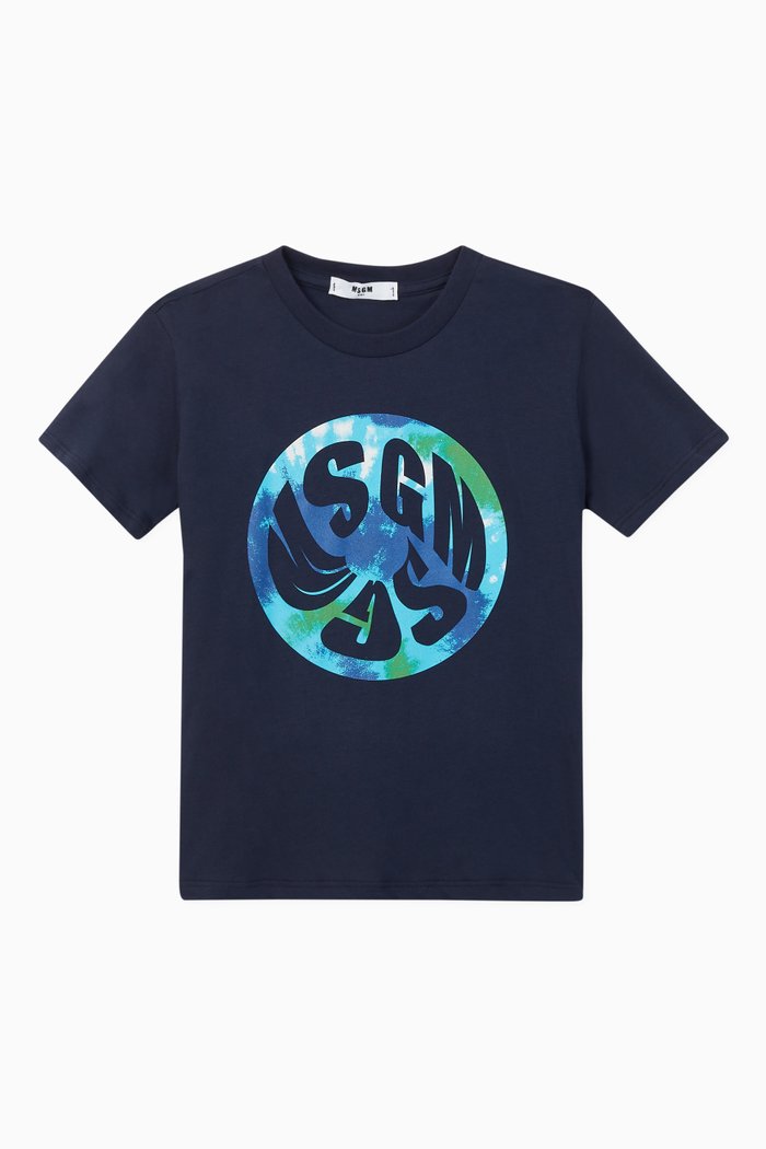 

Disk Logo Print Cotton T-Shirt, Blue