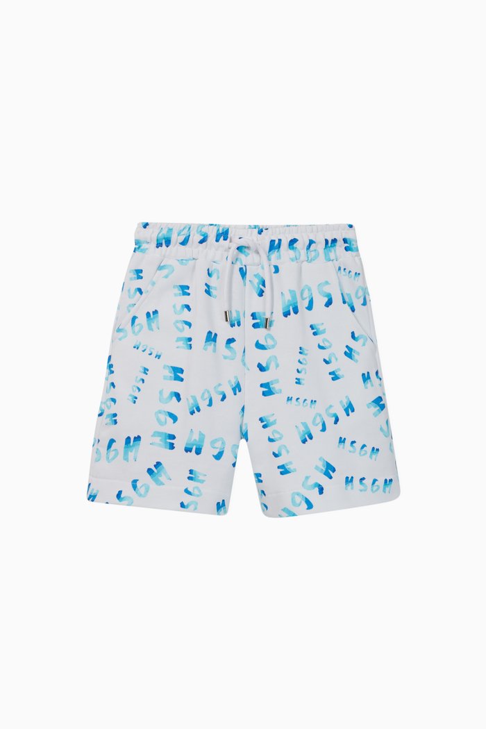 

All-Over Logo Jersey Shorts, White