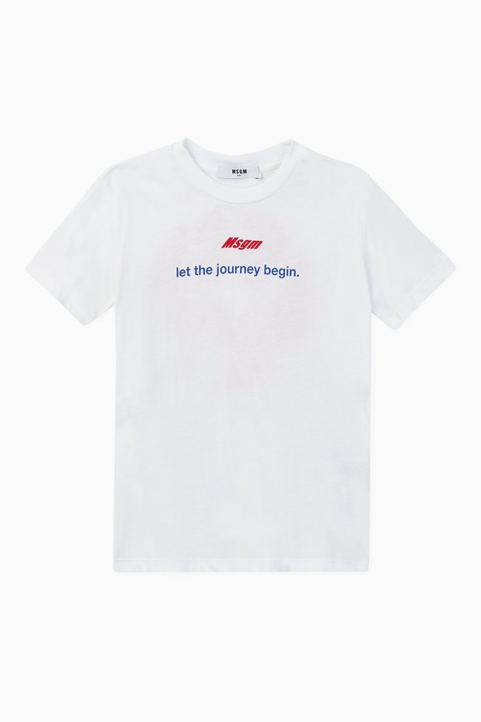 

Slogan Print Cotton T-Shirt, White