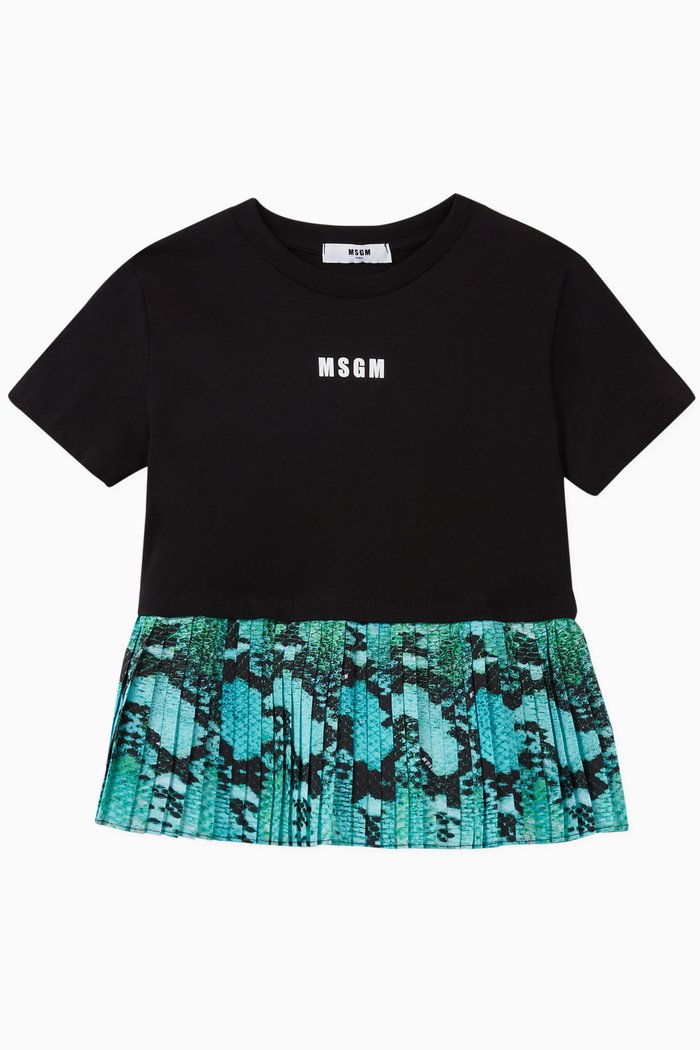 

Snakeskin Effect Jersey Top in Cotton, Black