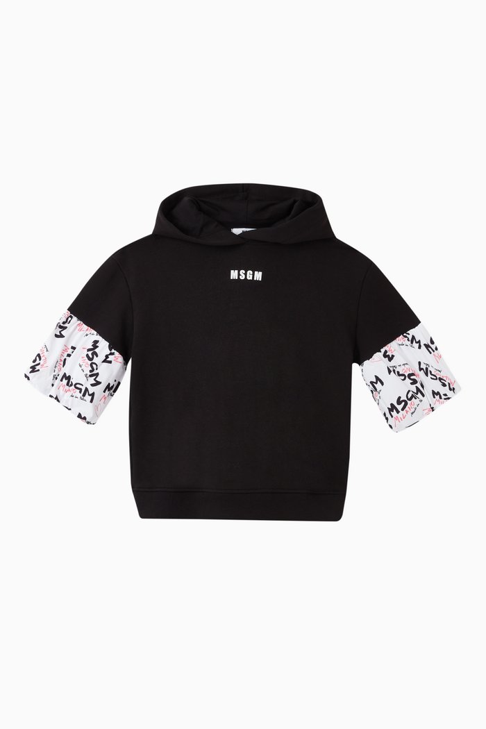 

Logo Sleeve Jersey Hoodie, Black