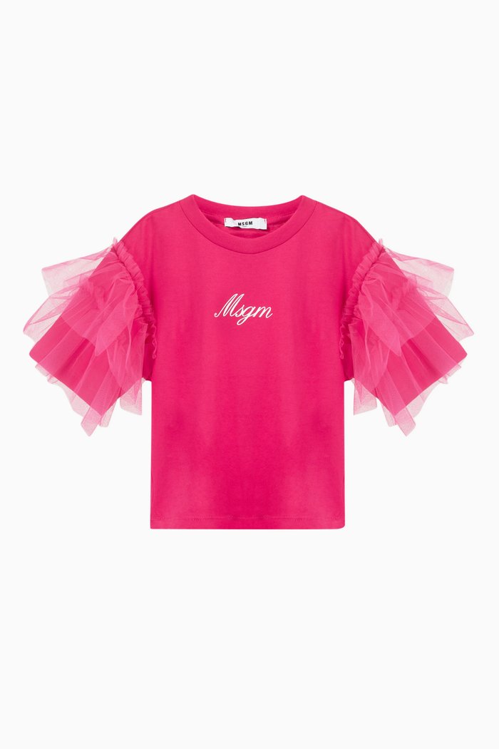 

Logo Tulle Sleeve T-shirt, Red