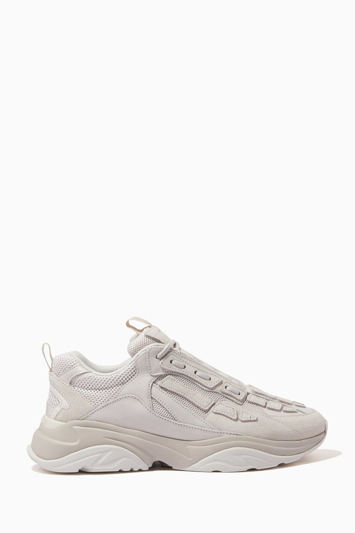 Bone Sneakers in Suede & Mesh, Grey