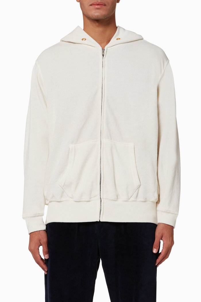 Classic Velour Cropped Hoodie, Neutral