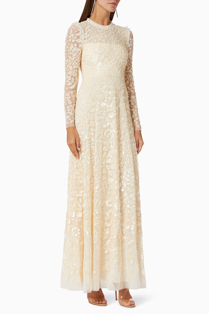 Aurelia Gown in Sequin Tulle, Neutral