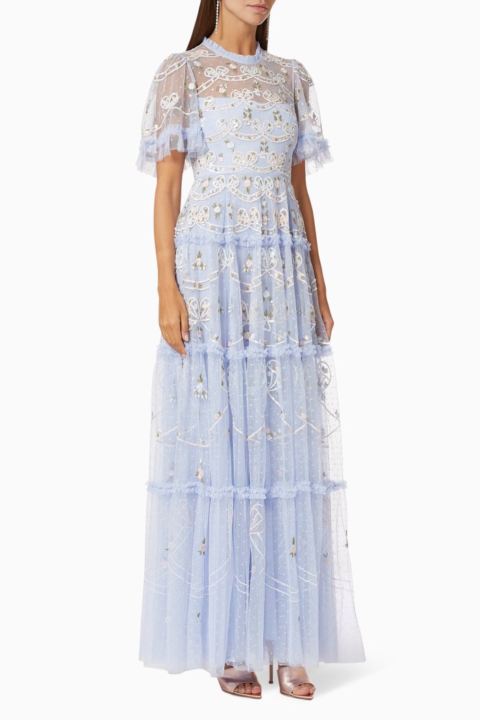 

Ditsy Ribbon Gown in Kisses Tulle, Blue