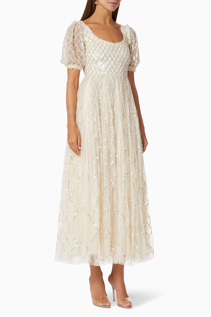 

Gingham Ankle Gown in Sequin Tulle, Multicolour