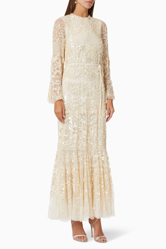 

Snowdrop Gown in Sequin Tulle, Neutral