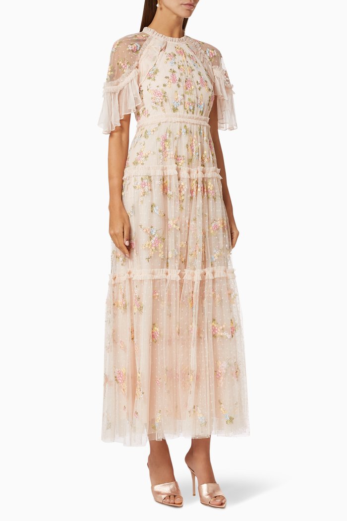 

Emma Ditsy Ankle Gown in Kisses Tulle, Pink
