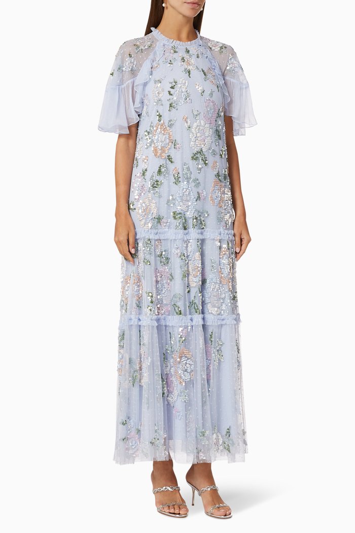 

Rosie Ankle Gown in Sequin Kisses Tulle, Blue