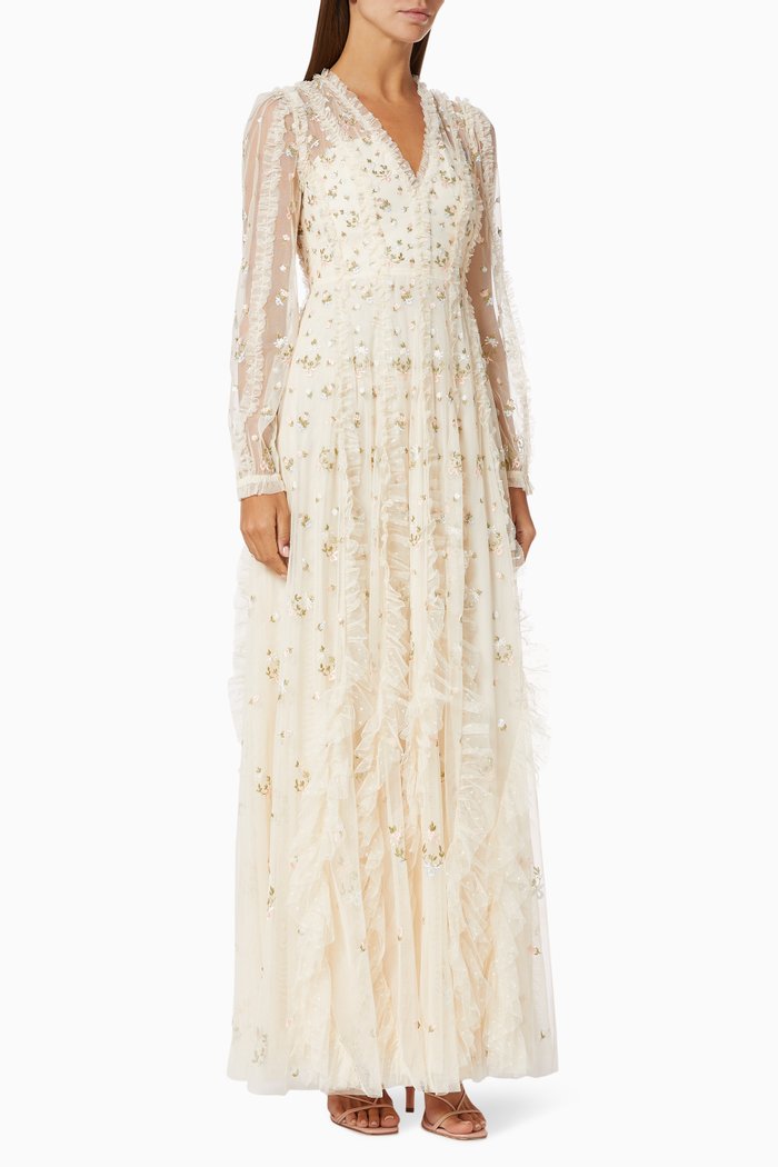 

Frieda Ditsy Gown in Tulle, Neutral