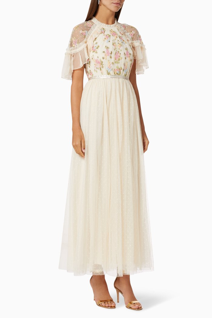 Emma Dress with Ditsy Bodice in Kisses Tulle, Neutral