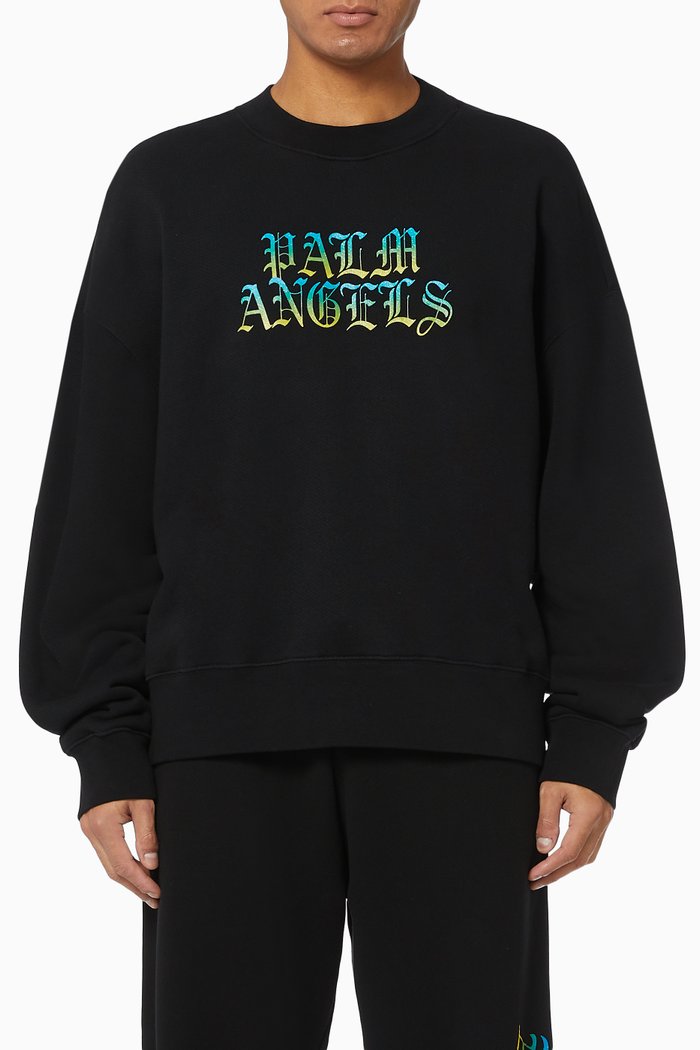 Gothic Logo Cotton Sweatshirt, Black