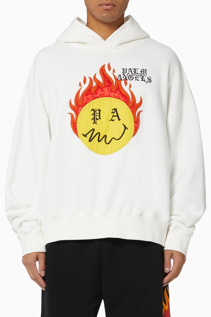 

Burning Head Cotton Hoodie, White