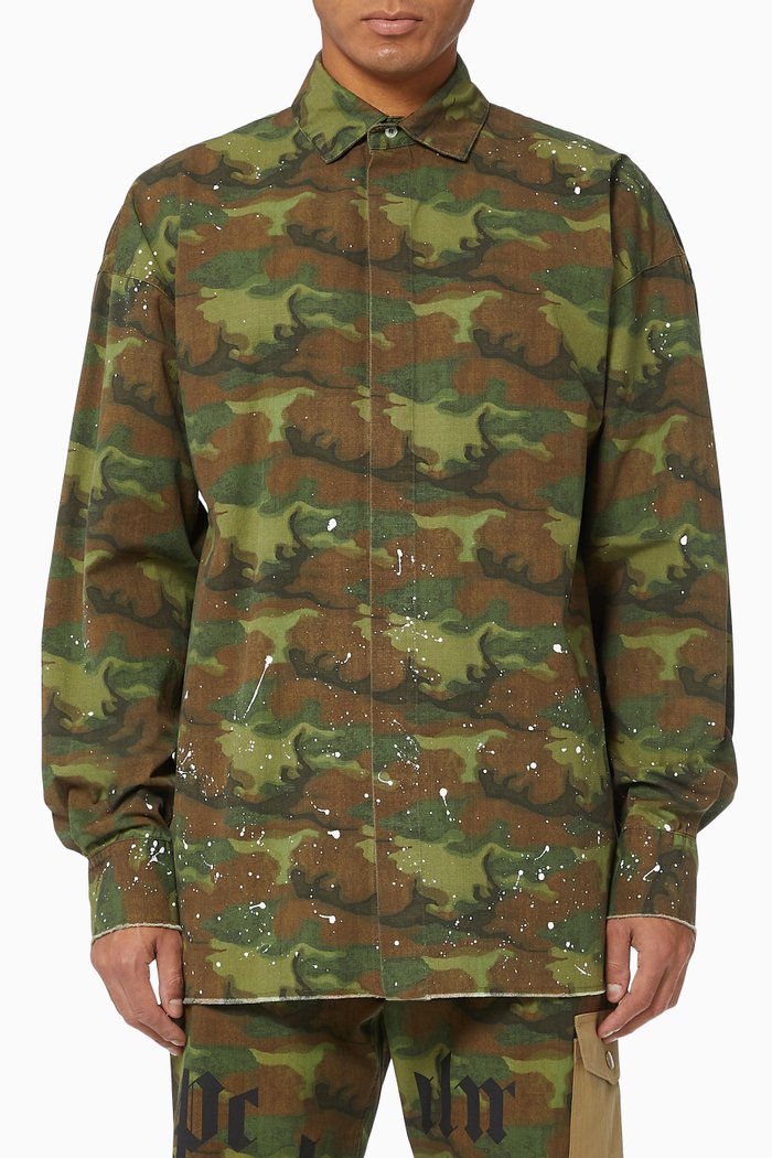 

Camouflage Cotton Overshirt, Neutral