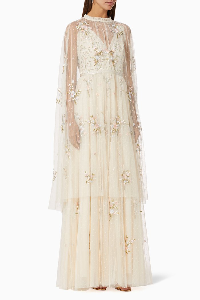 

Petunia Midaxi Cape in Kisses Tulle, Neutral