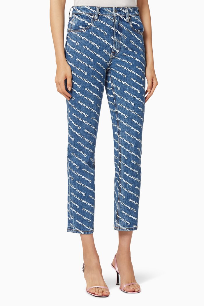 

High-rise Logo Denim Jeans, Blue
