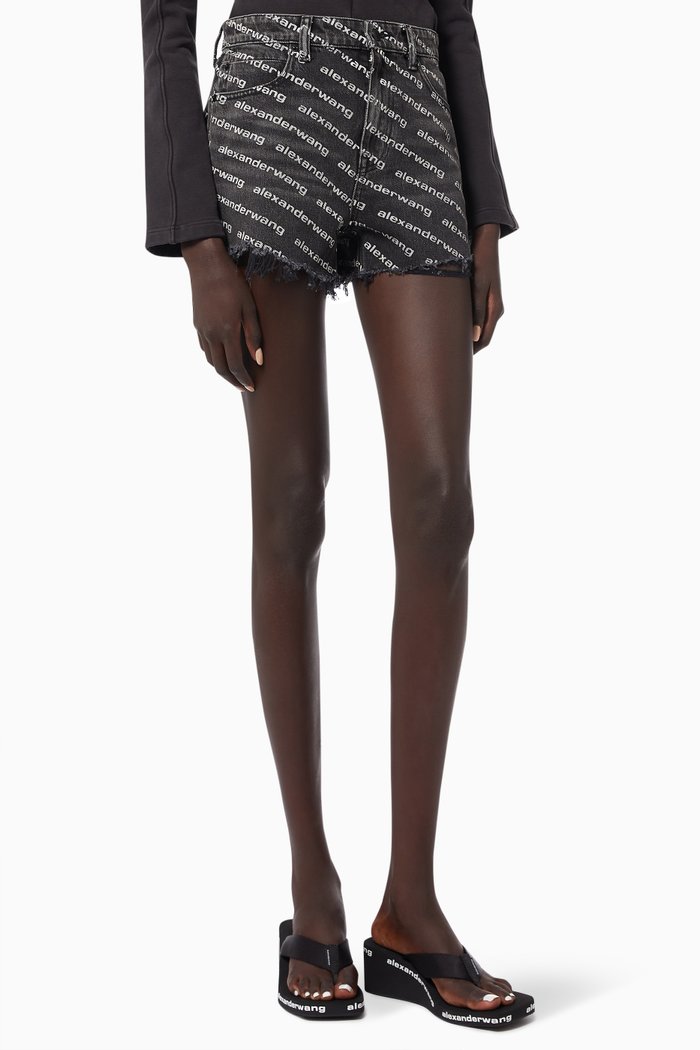 

Bite Logo Shorts in Aged Cotton Denim, Black