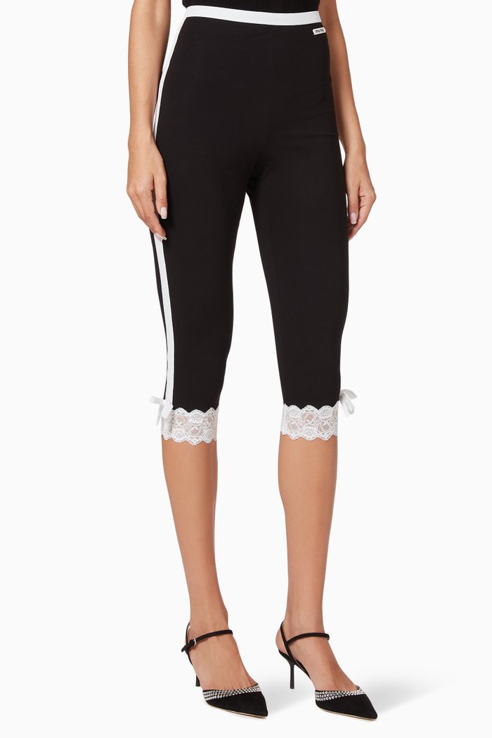 

Lace Jersey Leggings, Black