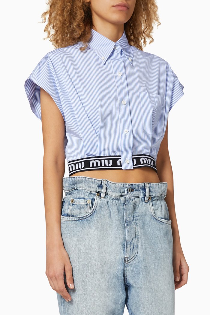 

Logo Striped Poplin Shirt, Blue