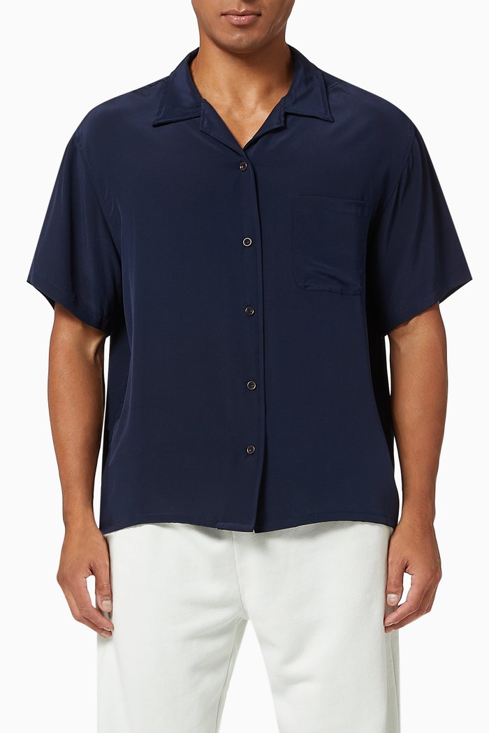 

Cuban Shirt in Linen, Blue