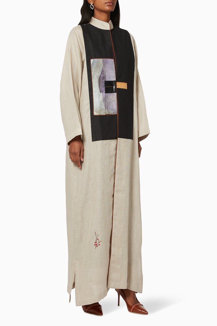Contrasting Panel Abaya, Neutral