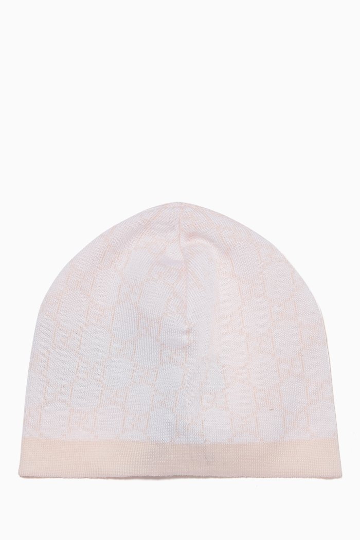 

GG Pattern Hat in Wool, Pink