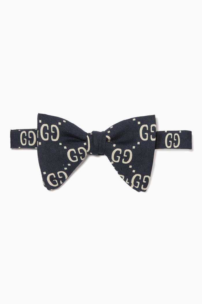 

GG Wool Silk Bow Tie, Blue
