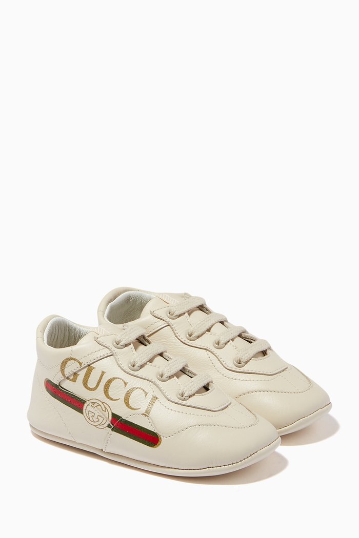 

Gucci Print Rhyton Sneakers in Leather, White