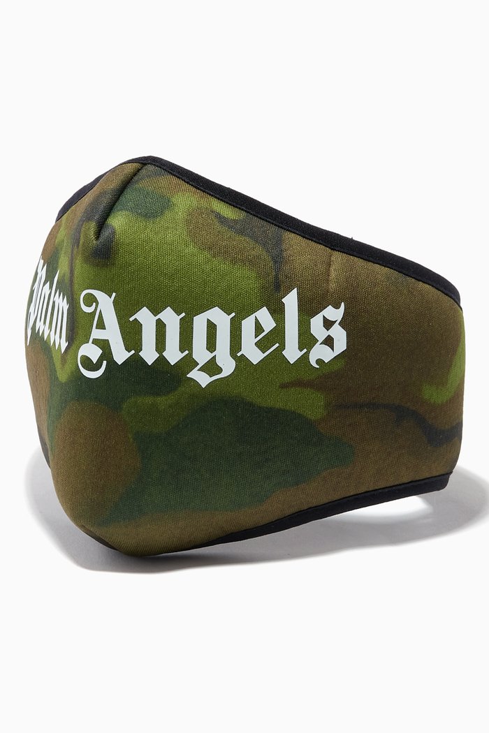 

Logo Camo Print Face Mask in Polyester, Neutral