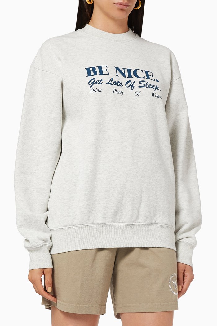 

Be Nice Cotton Crewneck Sweatshirt, Grey