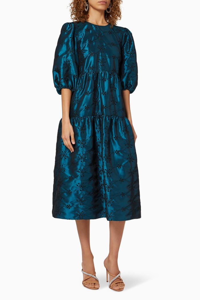 

Aletta Floral Taffeta Dress, Blue