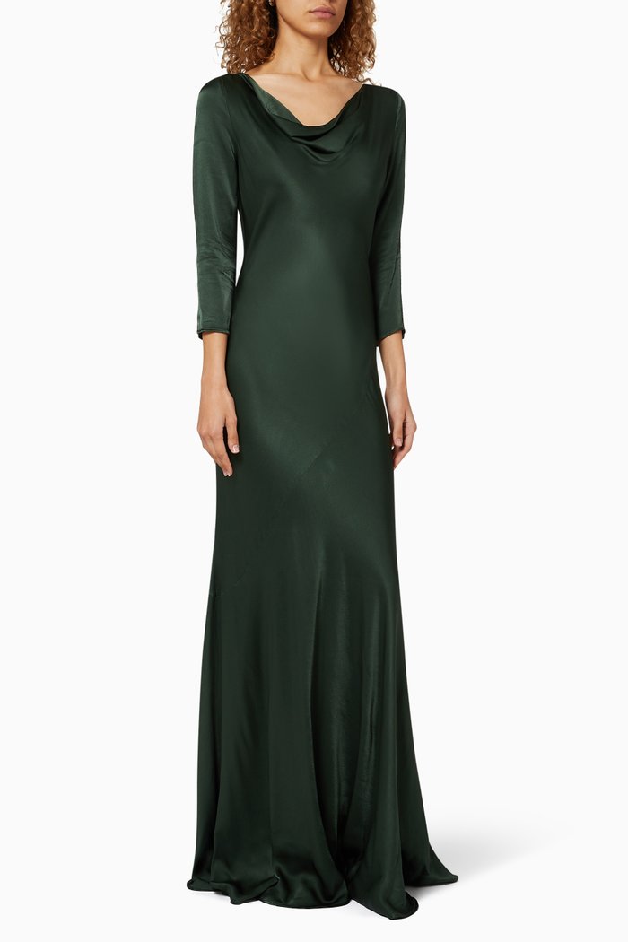 

Myla Viscose Satin Dress, Green