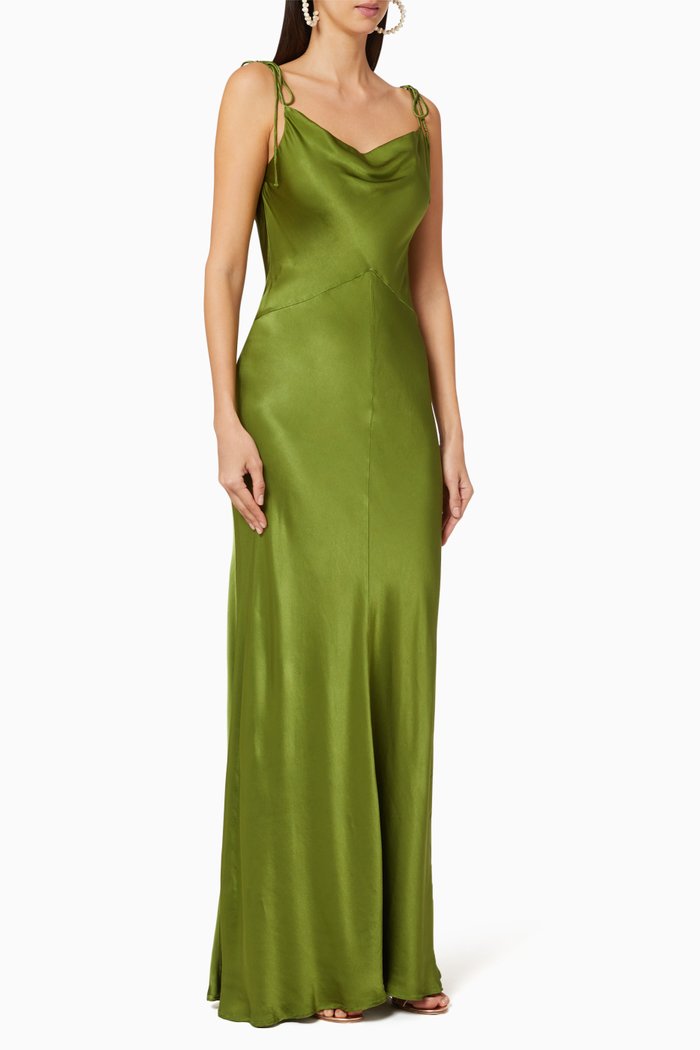 

Averi Viscose Satin Dress, Green