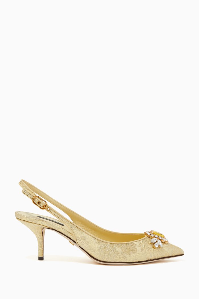 

Floral Brocade 60 Slingback Pumps in Textile, Gold