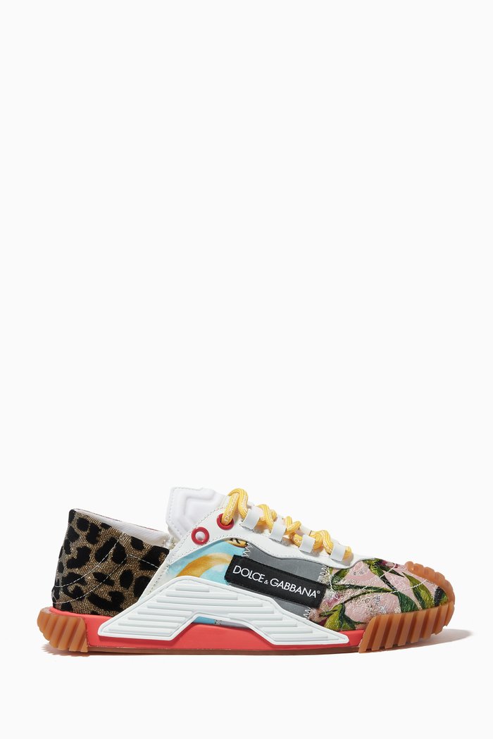 

NS1 Patchwork Low-Top Sneakers in Calfskin, Brown