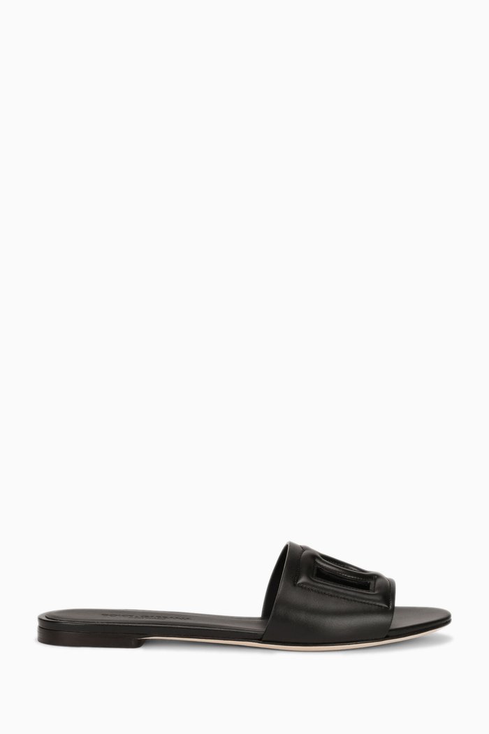 

Bianca Logo-detail Slide Sandals in Leather, Black