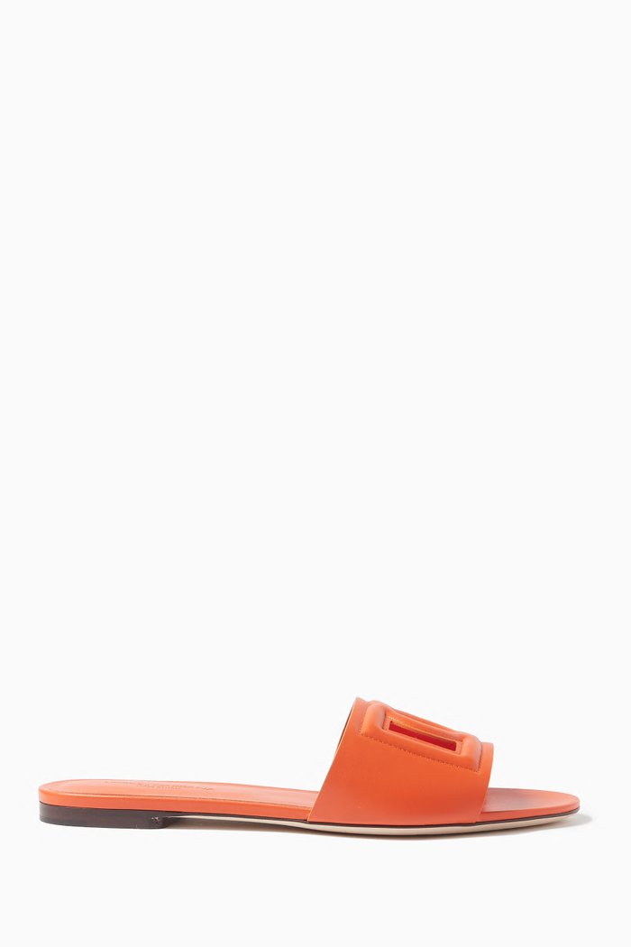 

Bianca Sliders with DG Millenials Logo in Leather, Orange