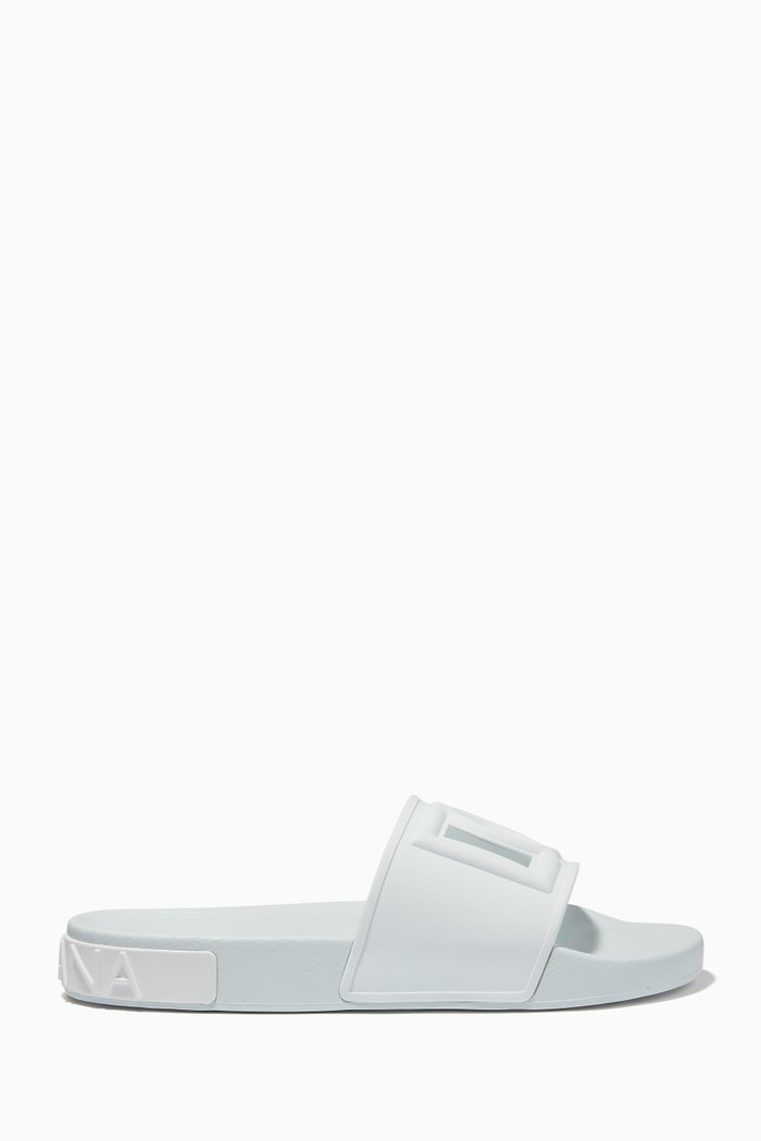 

Interlaced Logo Rubber Slides, White