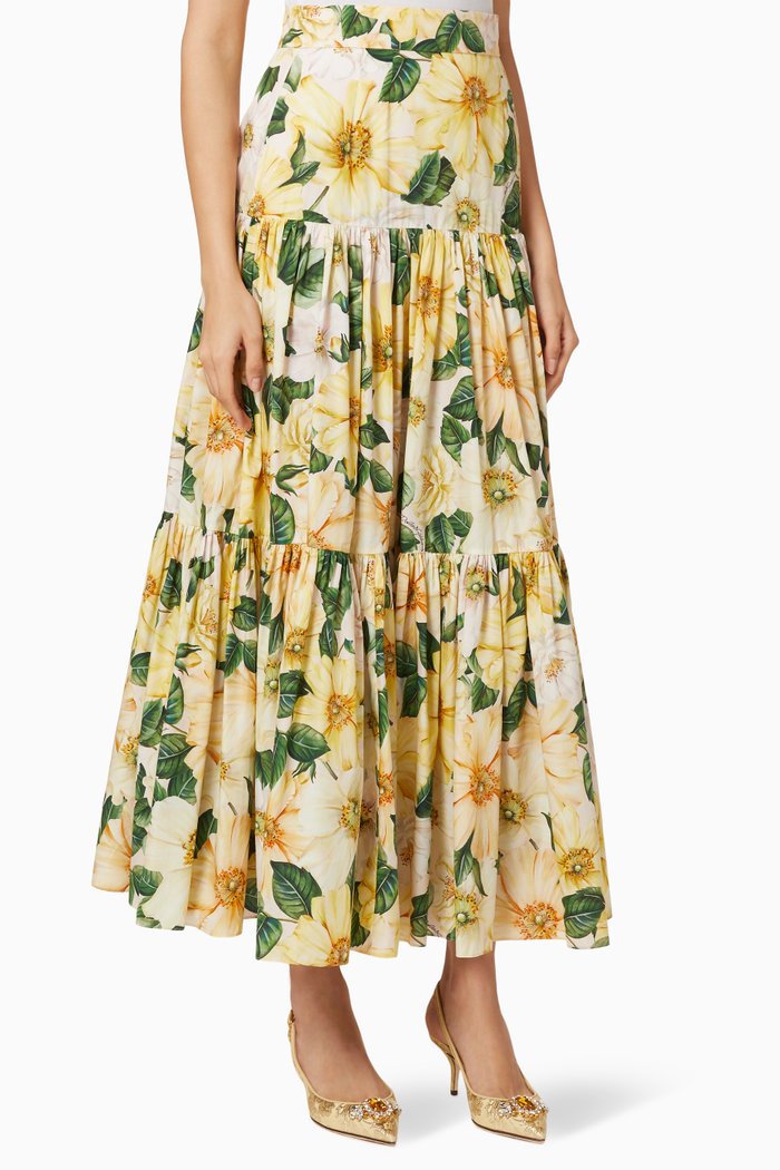 

Camellia Cotton Poplin Maxi Skirt, Yellow