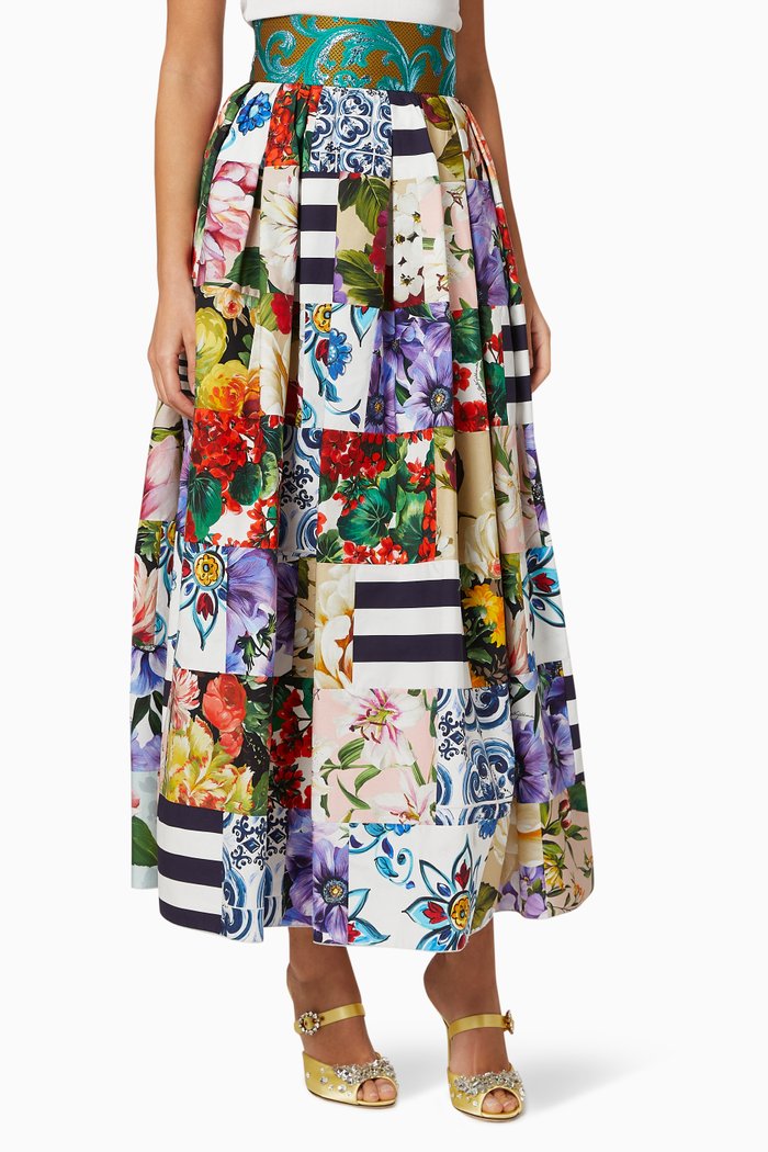 

Patchwork Cotton Poplin Skirt, Multicolour