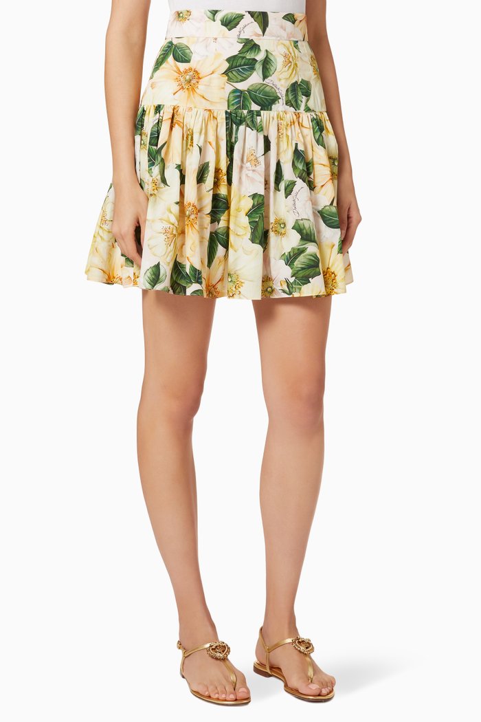 

Camellia Cotton Poplin Mini Skirt, Yellow