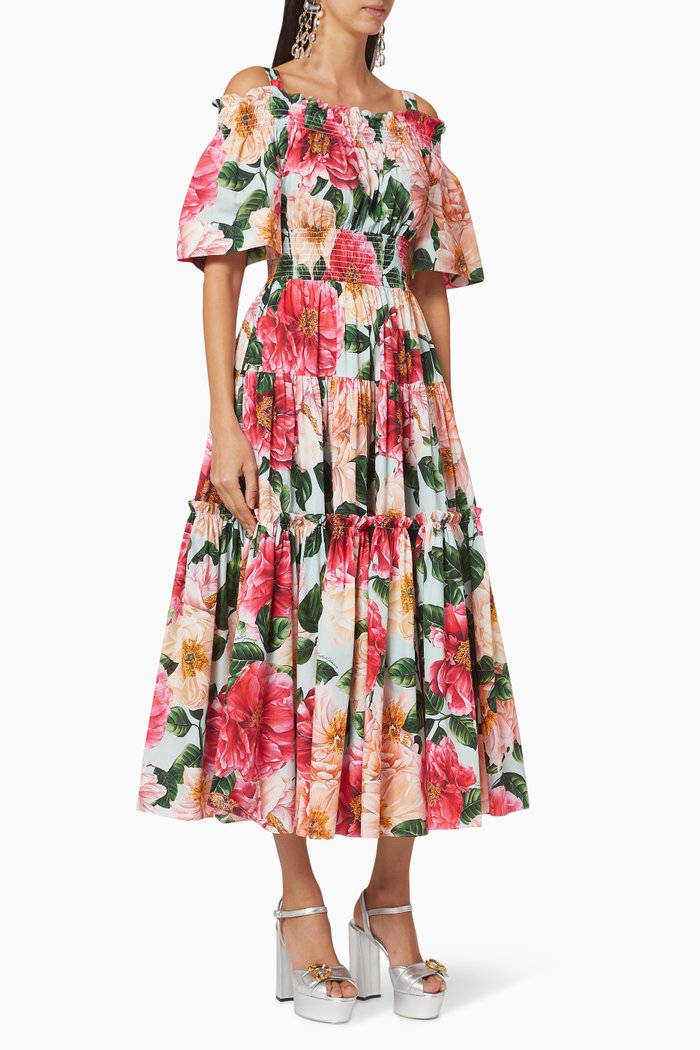 

Flared Cotton Poplin Midi Dress, Blue