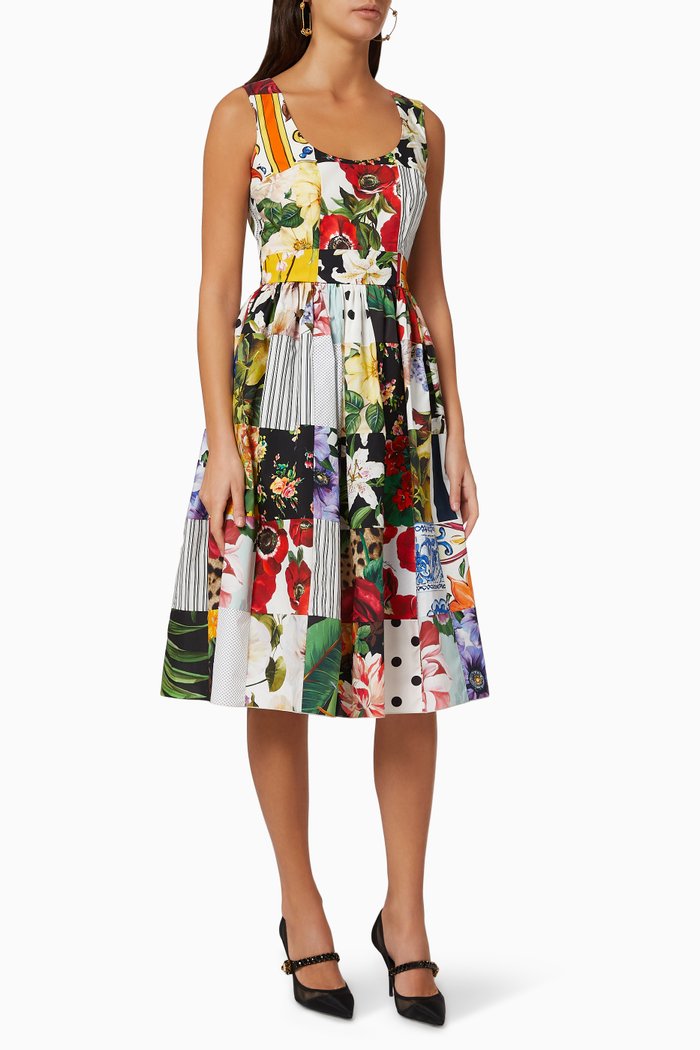 Patchwork Cotton Poplin Dress, Multicolour