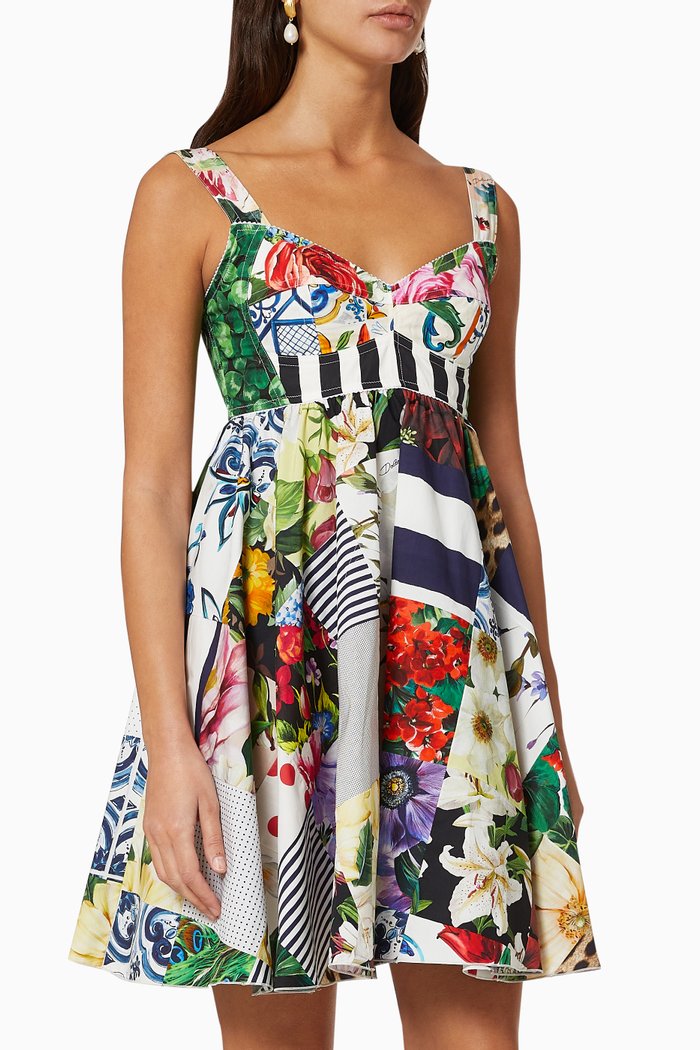 

Patchwork Cotton Poplin Mini Dress, Multicolour