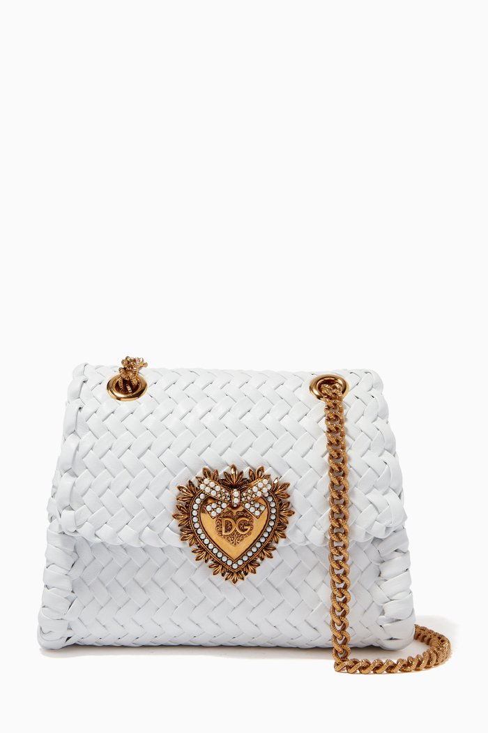 Small Devotion Bag in Woven Nappa, White