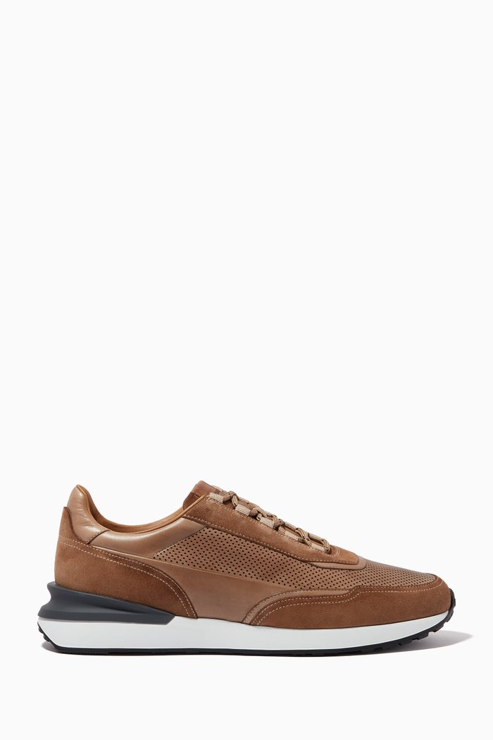 

Perforated Sneakers in Leather and Suede, Neutral